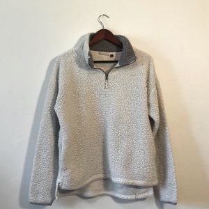 FUZZY White 1/4 Zip Sweatshirt!